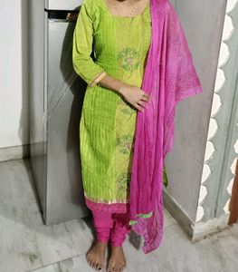 Green & Pink Kurta Set