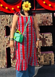 Red Floral Print Kurti