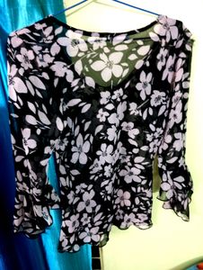 Flower Print Floral Seleves Top