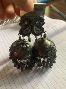 Oxidized Jhumka Earrings