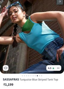 Sassafras Blue Green Colorblocked Top