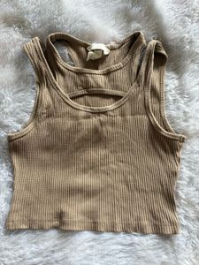 Combo of H&amp;M Beige Halter Top &amp; Crop To