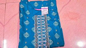 Turquoise Embroidered Kurti - Size L