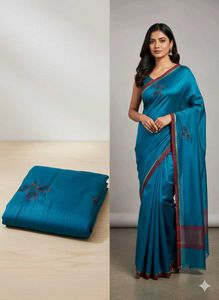 Elegant Teal Embroidered Saree
