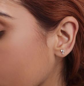 Leaf Design Silver Stud Earrings