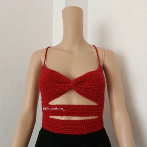 Crochet Red Backless Top