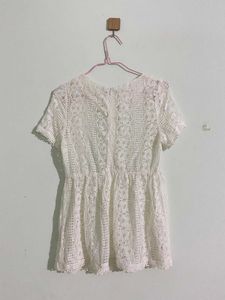 White Lace Peplum Top