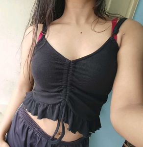 Black Ruffle Cami Top