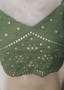 Green Mirror Work Blouse