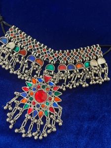 Afghan Silver Tone Necklace
