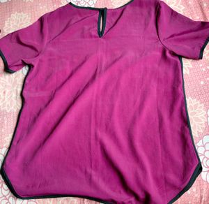 Magenta Top with Black Trim