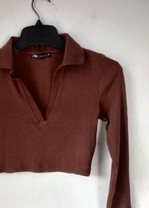 ZARA BROWN CROP TOP