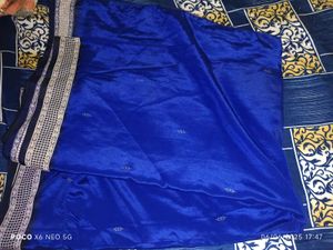 Blue Crape Saree For Sale