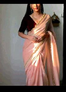 New Nylon Silk Saree With Velvel Blouse Piecs