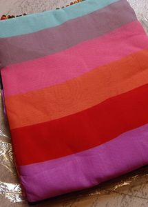 Vibrant Striped Sarre with Gold Trim
