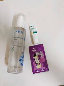 3 New Sealed Plum Toner, Body Oil,Mini Sunscreen
