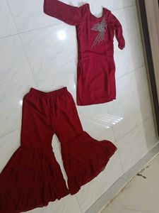 A Straight Sharara Kurti Set