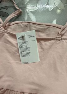 H&amp;M Pink Balloon Peplum Strappy Top