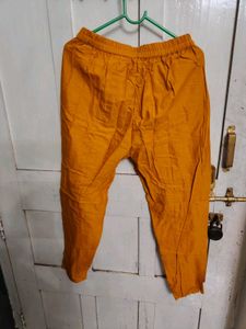 Khadi Cotton Mustard Trouser For Daily Wear