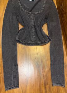 ZARA charcoal  Long Sleeve Top