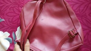 Burgundy Faux Leather Backpack Clg Bag
