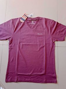 V Neck Mauve T Shirt (Pure Cotton)