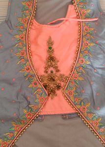 Kids Embroidered Peach Lehenga Skirt