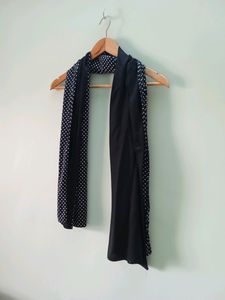 Half Black Plain &amp; Half Polka Dot Stole ⚫⚪⚫