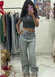 H&amp;M Grey Crop Top New
