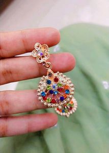 Colorful Gemstone Flower Drop Earrings