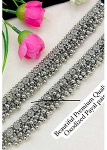 Silver Oxidised Payal