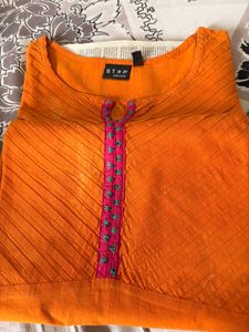 Orange Embroidered Kurta