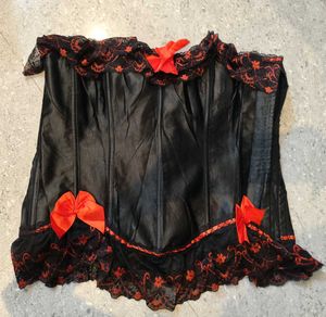 Black and Red Lace Gothic Bow detail Corset