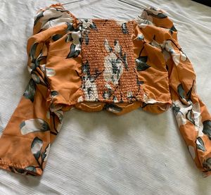 Floral Print Ruched Crop Top