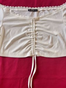 Shein White Drawstring Crop Top