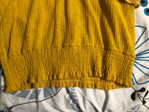 Beautiful Cross Back Mustard Top For Everyday