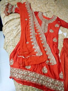 Elegant Red Embroidered work Kurta Set
