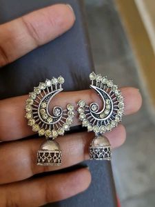 Elegant Silver Jhumka Earrings