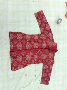 Red Embroidered Kurta