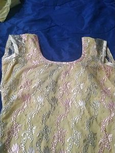 Self Embroidery Net .. Tailor Made Kurti