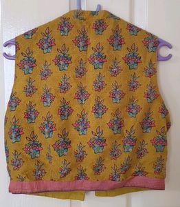 A-line Kurta with printed waistcoat
