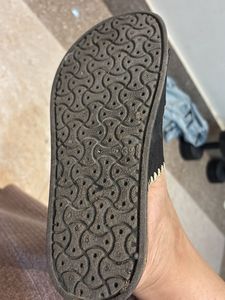 Black Embroidered Buckle Sandals