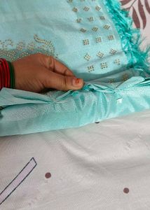 Aqua Blue Embellished Saree