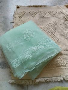 2.5 Mtr Cyan Embroidery Net Fabric