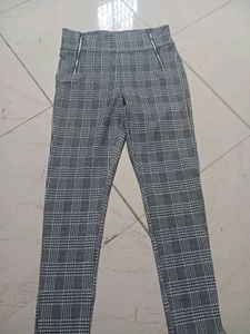 Plaid Zipper Detail Pants
