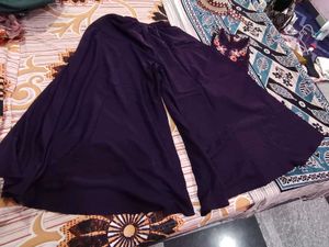 Purple Embroidered Plazzo Kurti With Dupatta