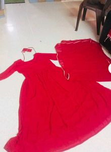 Last .Red Anarkali Kurta Set (bottom not availabl