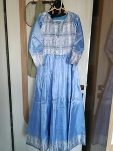 Blue Embroidered Long Dress
