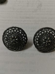 Set Of 2 Oxidised Jhumkas