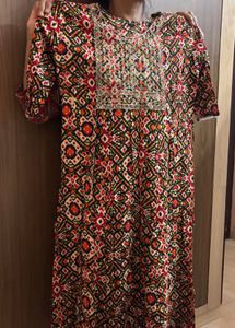 Printed Cotton Anarkali Jaipuri Kurti
